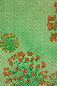 Coronavirus under a microscope on a green background illustration