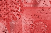 Coronavirus under a microscope on a red background illustration