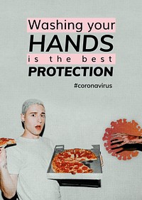 Washing your hands is the best protection poster template mockup