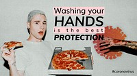 Washing your hands is the best protection social template vector