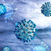 Coronavirus under a microscope on a blue background illustration