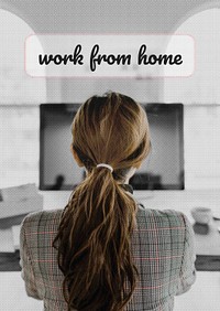 Woman working from home during coronavirus pandemic mockup