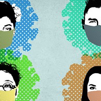 People wearing face masks in public during coronavirus pandemic background