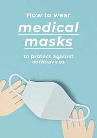 How to wear medical masks to prevent against coronavirus poster template mockup