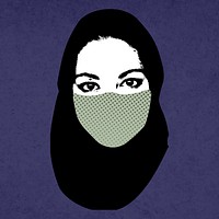 Muslim woman wearing a face mask during coronavirus pandemic mockup