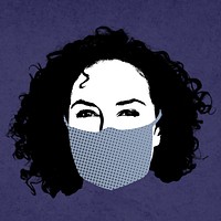 Woman wearing a face mask during coronavirus pandemic mockup