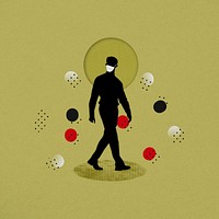 Silhouette of a man wearing a face mask due to COVID-19 background illustration