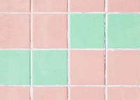 Pastel pink and green tiles textured background