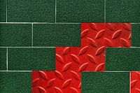 Green tile with a red textured background