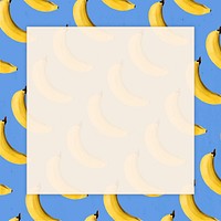 Hand drawn natural fresh banana patterned frame vector