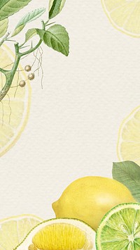 Hand drawn natural fresh lemon patterned frame
