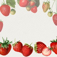 Hand drawn natural fresh strawberry patterned frame