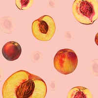 Hand drawn natural fresh peach patterned background