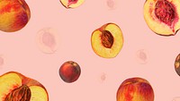 Hand drawn natural fresh peach patterned background