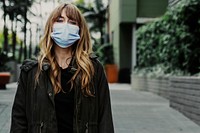 Woman wearing a mask while out in public