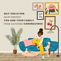 Woman at home in self isolation. This image is part our collaboration with the Behavioural Sciences team at Hill+Knowlton Strategies to reveal which Covid-19 messages resonate best with the public. Learn more about this collection here: <a href="http://rawpixel.com/coronavirus">rawpixel.com/coronavirus</a>