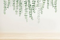 Hand drawn eucalyptus branches on a beige background