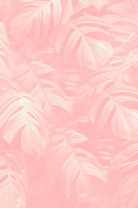 Crepe pink monstera leaf patterned background