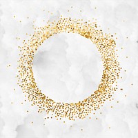 Glittery round frame on a crumpled white paper textured background