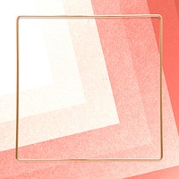 Square gold frame on an ombre red layer patterned background