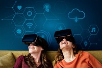 Friends enjoying their VR headset