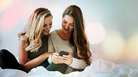 Women watching an online clip from a phone