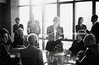 Business people in a meeting grayscale