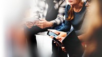 Diverse people using digital devices