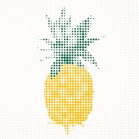 Yellow pineapple halftone style design element illustration