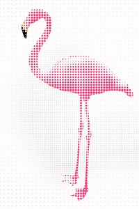 Pink flamingo halftone style design element illustration