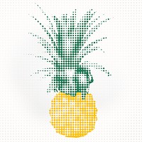 Yellow pineapple halftone style design element illustration