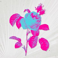 Neon pink rose halftone style design element illustration