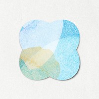 Blue watercolor textured round badge design element