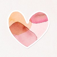 Heart shaped pink watercolor textured sticker design element