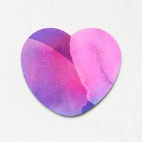Pink watercolor textured heart shape sticker