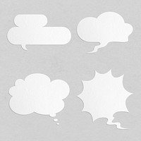 White paper craft textured speech bubble set