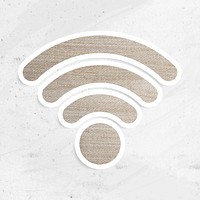 Beige wood wifi icon sticker with white border