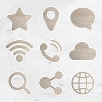 Wood textured technology sticker set