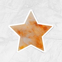 Watercolor textured paper star sticker design element