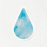 Watercolor textured paper water drop sticker design element