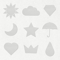 Gray paper craft shapes design element