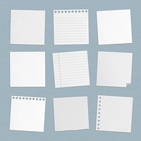 White paper sticky note design element collection