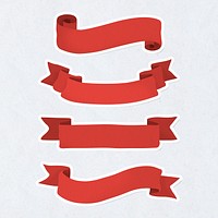 Red paper ribbon banner design element collection