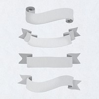 Gray paper ribbon banner design element collection