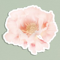 Halftone wild rose flower sticker with white border