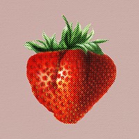 Halftone fresh strawberry sticker overlay