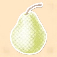 Halftone fresh pear sticker overlay