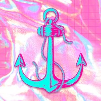 Hand drawn funky anchor halftone style illustration