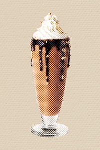 Halftone chocolate milkshake drink sticker design element