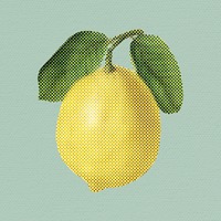 Halftone lemon sticker design element